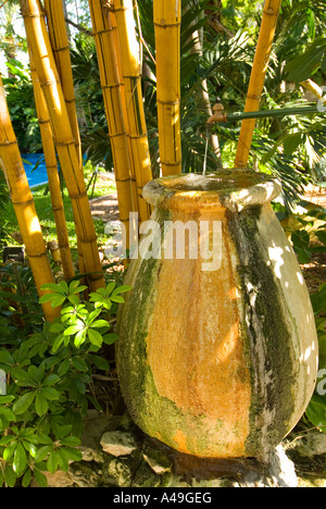 USA Florida Keys Colorful Vase in Ernest Hemingway yard Historic site Key West Stock Photo