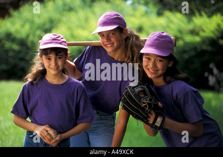 friends from Latin America, the USA and Korea playing Baseball, USA Stock Photo