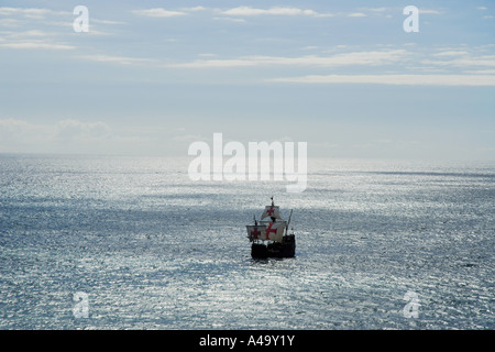 Santa Maria replica on the Atlantic Ocean, Portugal, Madeira Stock Photo