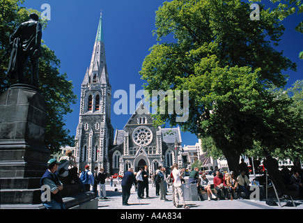 Cathedral Square, Christchurch, New Zealand Stock Photo