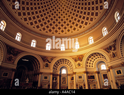 Mosta Church (3rd largest unsupported dome in Europe), Mosta, Malta Stock Photo