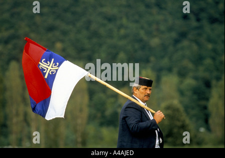 radovan karadzic serbian supporter at sds rally gorazde eastern bosnia sept 1990 Stock Photo