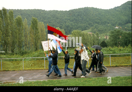 radovan karadzic serbian supporters at sds rally gorazde eastern bosnia sept 1990 Stock Photo