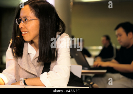 STUDENT IN THE RESTAURANT AT THE LONDON BUSINESS SCHOOL, 2001 Stock Photo
