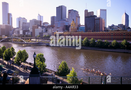 View across Yarra River to city centre from Southgate complex, , Melbourne,  Victoria, Australia Stock Photo