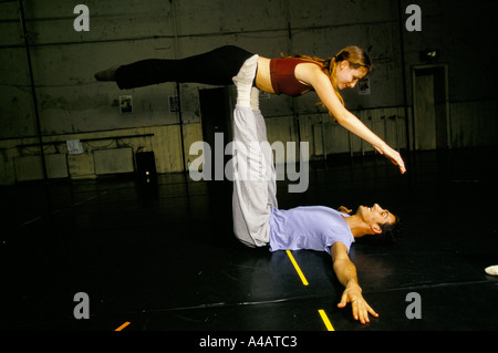 dancers in rehearsal for "Cinderella" set in London during the WW2 Blitz, at the Piccadilly Theatre, London. Stock Photo