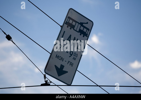Tram sign in Brunswick Street Melbourne Australia Stock Photo