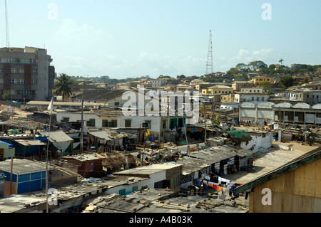 View from Cape Coast castle over the town of Cape Coast in Ghana, Africa Stock Photo