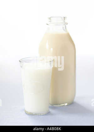 Bottle of Milk and Glass Stock Photo