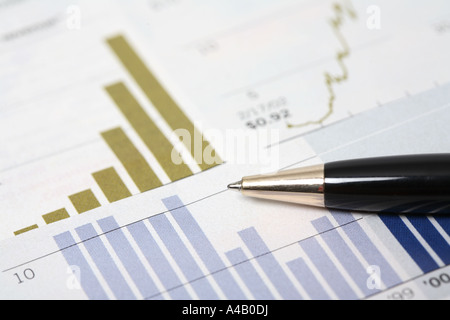 Pen and Graphs Stock Photo