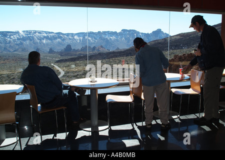 Teide National Park Tenerife Canary Islands Spain Cableway Station cafe with spectacular view Stock Photo
