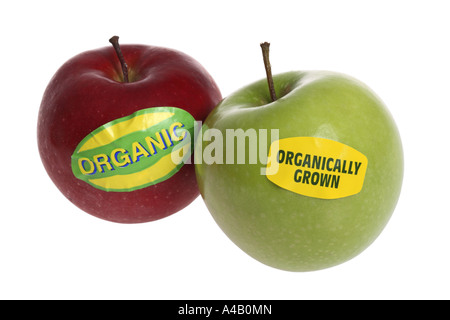Organic Apples cut out on white background Stock Photo