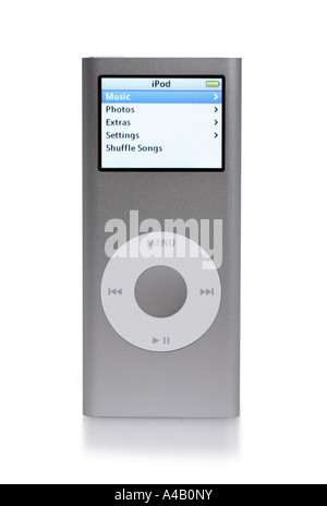 Silver I-pod Nano cut out on white background Stock Photo
