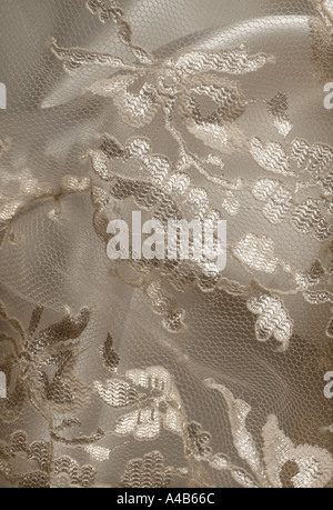 White silk and lace bridegown Background Stock Photo