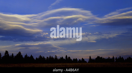 Spectacular lenticular clouds hover over an Idaho scene Stock Photo