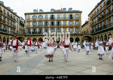 Shepherds and Nursemaids parade (Nineras y Pastores) Plaza Consitution, Donostia San Sebastian, Pais Vasco, Spain Stock Photo