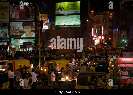 Stock image of traffic congestion at night near Hyderabad Centre Hyderabad India Stock Photo