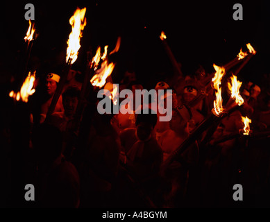 Oniyo Matsuri ( Fire Festival ) held in Kurume, Japan. A shinto festival held  January 7 at Daizenji Tamataregu Shrine Stock Photo