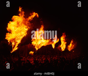 Oniyo Matsuri ( Fire Festival ) held in Kurume, Japan. A shinto festival held  January 7 at Daizenji Tamataregu Shrine Stock Photo