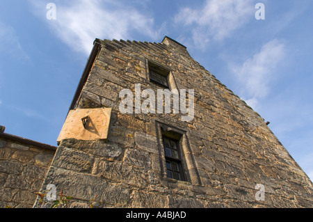 Aberdour Castle sundial on East Range of building with crawstepped crow stepped gable Fife Scotland UK Stock Photo
