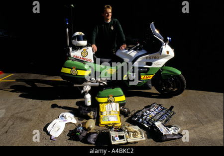 london ambulance motorcycle paramedic at the waterloo headquaters Stock Photo