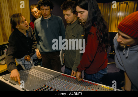 Students learning the skills of the mixing desk at Liverpool Institute of Performing Arts. Stock Photo