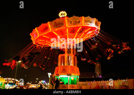 Muenchner Oktoberfest bei Nacht, Oktoberfest in Munich at night Stock Photo