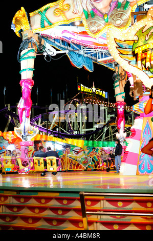 Muenchner Oktoberfest bei Nacht, Oktoberfest in Munich at night Stock Photo