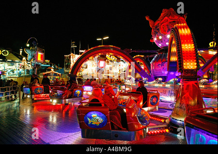 Muenchner Oktoberfest bei Nacht, Oktoberfest in Munich at night Stock Photo