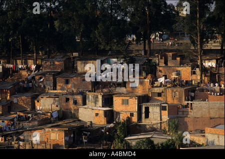 Sao Paulo, Brazil. Favela shanty town with rough brick shacks. Stock Photo
