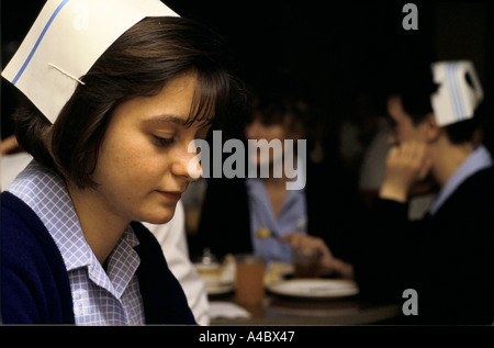 whipps cross hospital london jan 1988: nurses take a lunch break Stock Photo