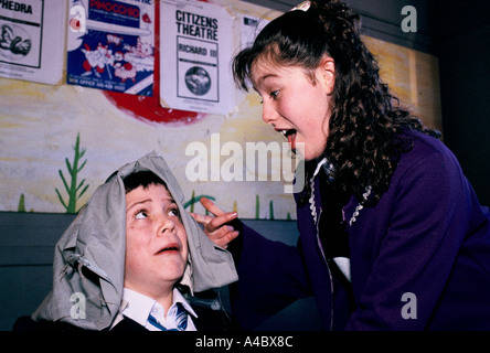 Holyrood Secondary School, Glasgow. Girls act out a drama during a drama class. Stock Photo