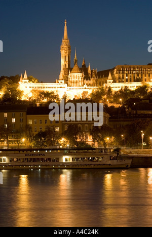 Fishermens Bastion Buda Castle Danube River by Night Budapest Hungary
