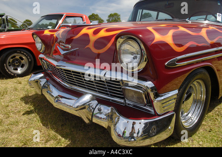 Yellow and orange custom paint job on hot rod Stock Photo - Alamy