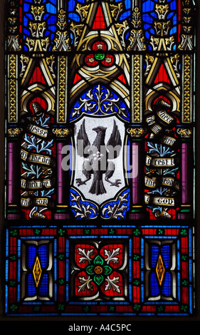 Detail from a stained glass window in the south aisle of St. John's Church, Princes Street, Edinburgh, Scotland, UK.