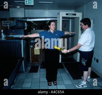 Passenger going through security check in the USA Stock Photo