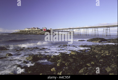 Birnbeck Island and Pier from 'Anchor Head' at low tide Weston-super-Mare England Stock Photo