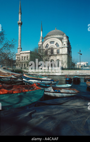 Dolmabhace Mosque on the banks of the River Bosphorus, Istanbul Turkey Stock Photo