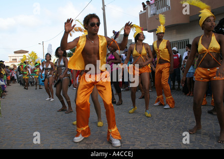 Dancers carnival Santa Maria Sal Cape Verde Stock Photo