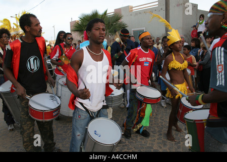 Drummers carnival Santa Maria Sal Cape Verde Stock Photo