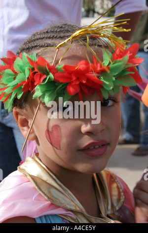 Portrait of a young girl at the carnival Santa Maria Sal Cape Verde Stock Photo