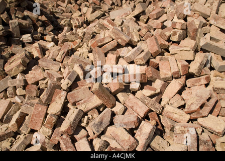 Bricks from a demolition project. Stock Photo