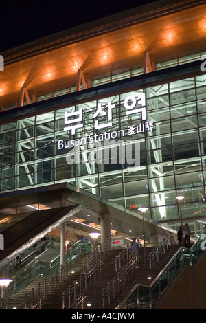Railway Station at Night Busan South Korea Stock Photo