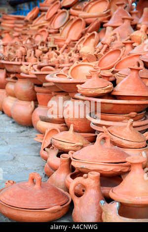 Terracotta pottery on display Stock Photo