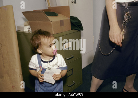 toddler woman prison officer askham grange prison 1987 Stock Photo