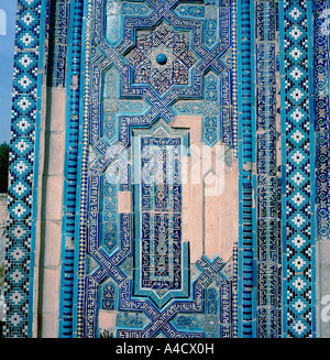 detail of tiles, Anonymous mausoleum, Shah-i Zinda necropolis, Samarkand, Uzbekistan Stock Photo