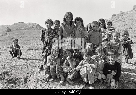 July 1987 Iraq Turkey border Kurdistan Kurdish children at a summer pasture mountain encampment Photo by Richard Wayman Stock Photo