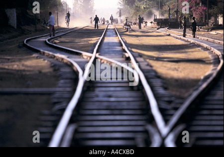 The railway track running through Debre Zeit, Ethiopia Stock Photo