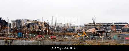 Buncefield Oil Depot Fire aftermath Hemel Hempstead Hertfordshire Stock Photo