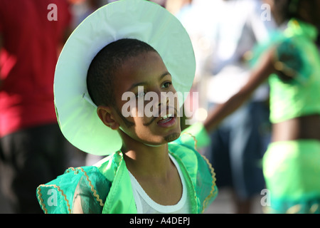 Performer at the carnival in Mindelo Sao Vicente Cape Verde Stock Photo